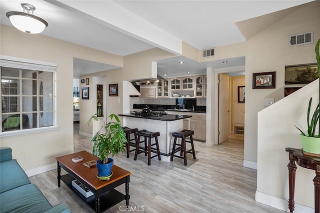 259 62nd, Newport Beach, CA 92663 - living room featuring light wood finished floors and recessed lighting