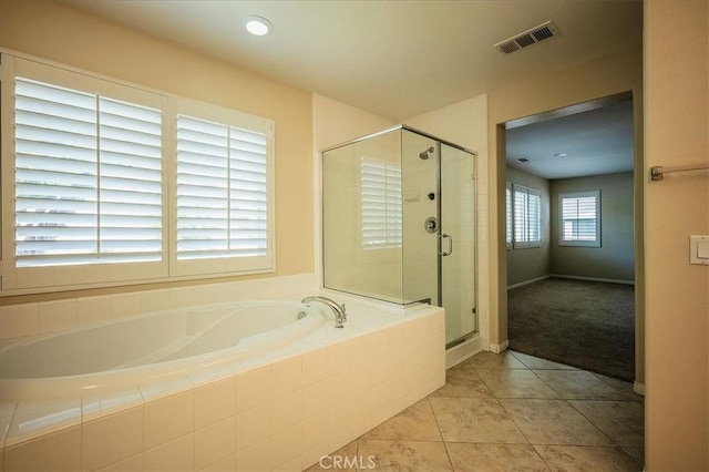 25217 Pacific Crest St, Corona, CA 92883 - full bath with a bath, a stall shower, and tile patterned flooring