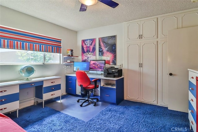 17313 Citronia St, Northridge, CA 91325 - office space featuring a ceiling fan and a textured ceiling