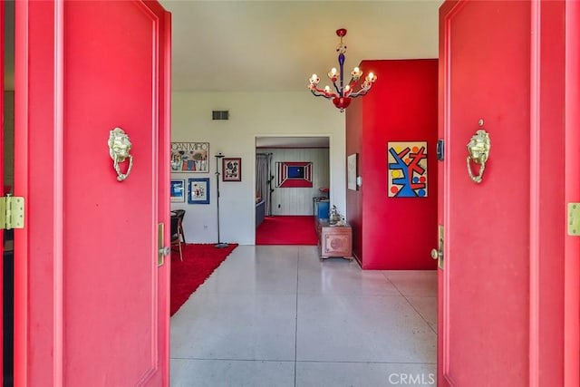 17313 Citronia St, Northridge, CA 91325 - corridor with a chandelier