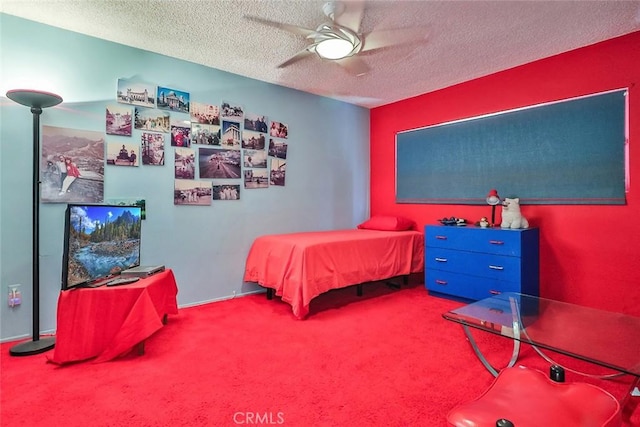 17313 Citronia St, Northridge, CA 91325 - bedroom with carpet flooring, a textured ceiling, and ceiling fan