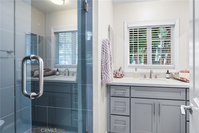 1161 Ravencrest Rd, North Tustin, CA 92705 - bathroom with vanity, plenty of natural light, and a shower stall