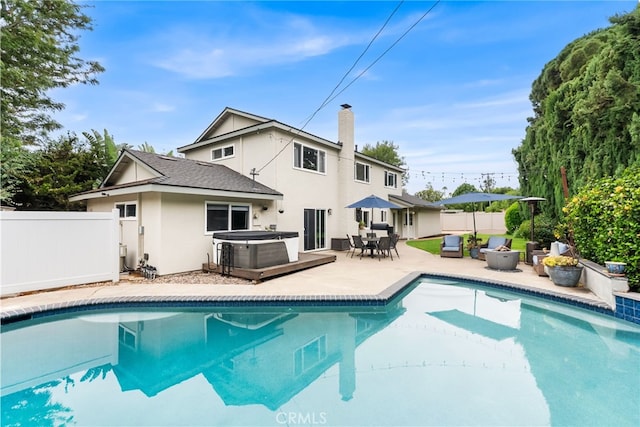1161 Ravencrest Rd, North Tustin, CA 92705 - view of pool featuring a hot tub, a fenced backyard, and a patio area