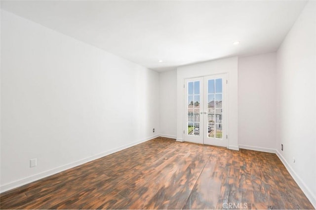 750 S Windsor Blvd Unit 7, Los Angeles, CA 90005 - unfurnished room featuring french doors, wood finished floors, and recessed lighting
