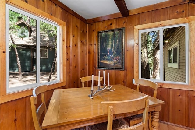 27917 Squirrel Ln, Lake Arrowhead, CA 92352 - dining room with wood walls