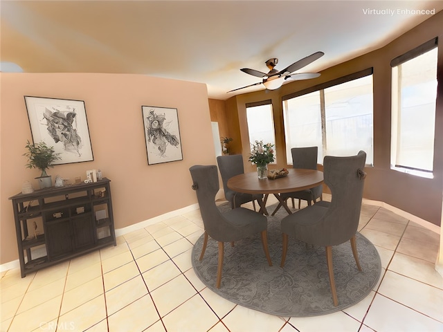 17346 Cold Spring Cir, Riverside, CA 92503 - dining area featuring light tile patterned floors, healthy amount of natural light, and a ceiling fan