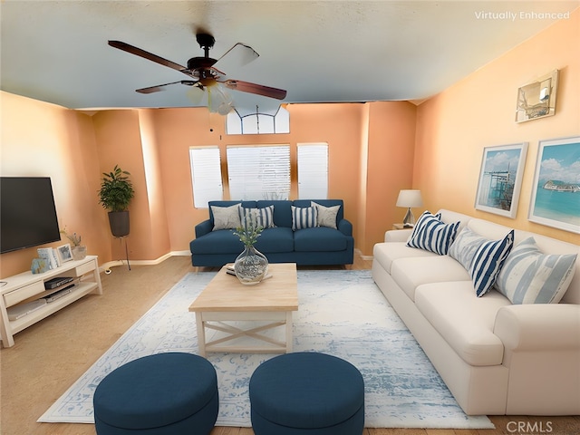17346 Cold Spring Cir, Riverside, CA 92503 - living area featuring ceiling fan and carpet