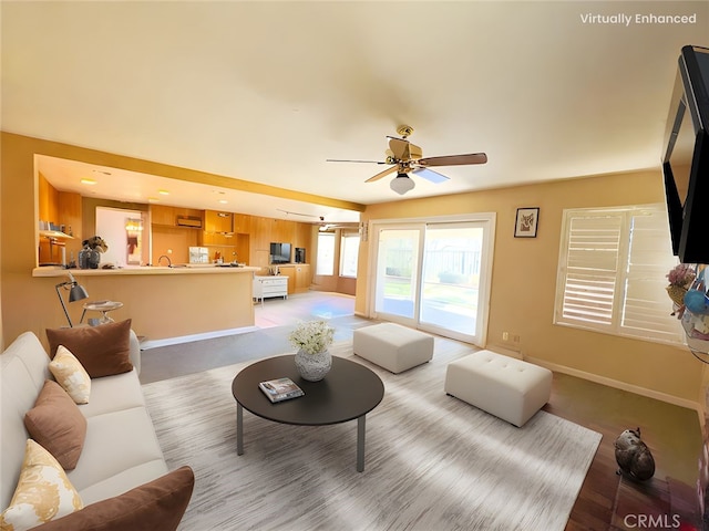 17346 Cold Spring Cir, Riverside, CA 92503 - living room with a ceiling fan and light wood-style floors