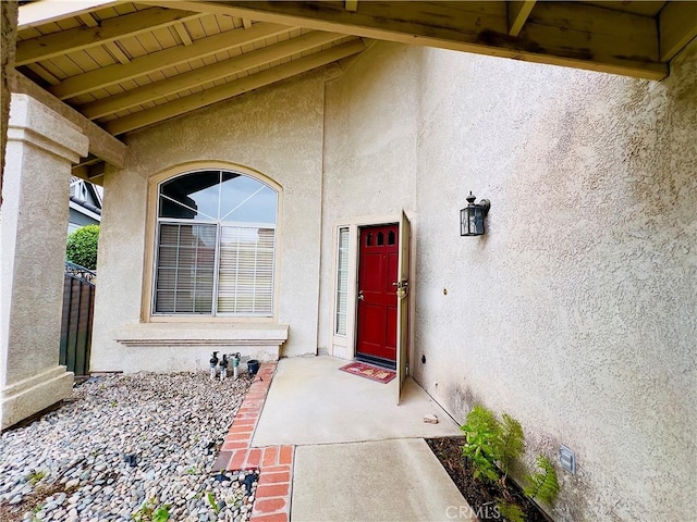 17346 Cold Spring Cir, Riverside, CA 92503 - doorway to property featuring stucco siding