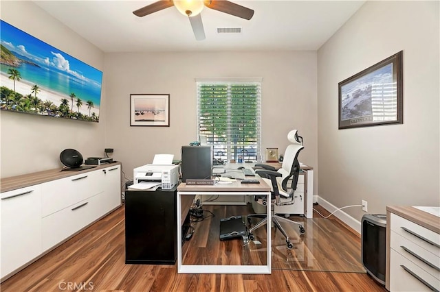 27843 Huron Ct, Menifee, CA 92585 - office space featuring a ceiling fan and wood finished floors