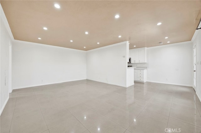 5320 Zelzah Ave Unit 106, Encino, CA 91316 - spare room with ornamental molding, recessed lighting, and light tile patterned flooring