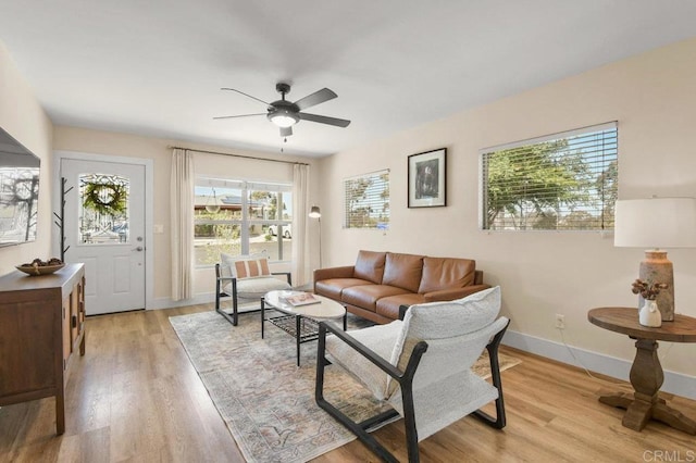 3585 Redwood St, San Diego, CA 92104 - living room featuring a ceiling fan and light wood finished floors