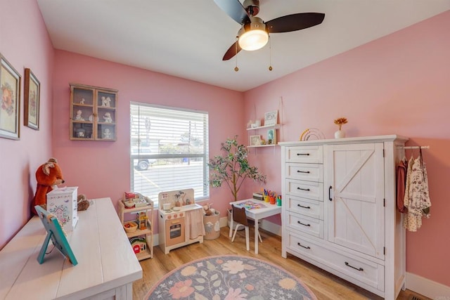 3585 Redwood St, San Diego, CA 92104 - game room with a ceiling fan and light wood-style flooring