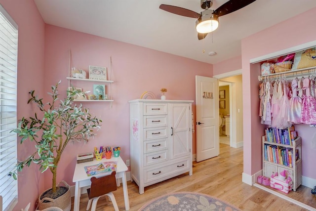 3585 Redwood St, San Diego, CA 92104 - rec room with light wood finished floors and a ceiling fan