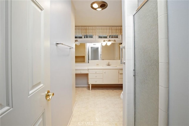 13924 2nd St, Whittier, CA 90605 - bathroom with vanity, a shower stall, and tile patterned floors