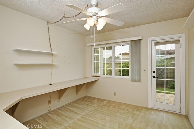 13924 2nd St, Whittier, CA 90605 - unfurnished office with carpet floors, a textured ceiling, and a ceiling fan