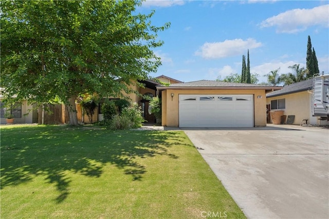 3601 Huachuca Way, Bakersfield, CA 93309 - view of front of home featuring driveway, stucco siding, a garage, and a front lawn