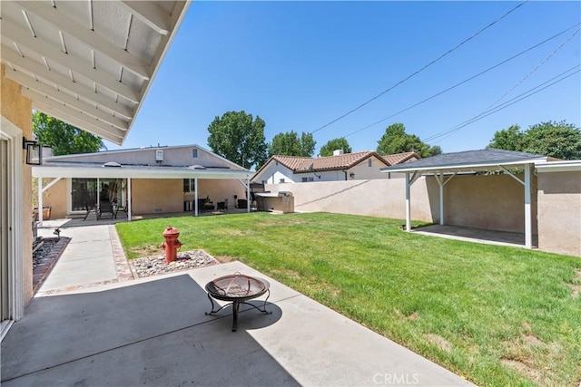 15037 Hiawatha St, Mission Hills San Fernando, CA 91345 - view of yard featuring an outdoor fire pit and a patio