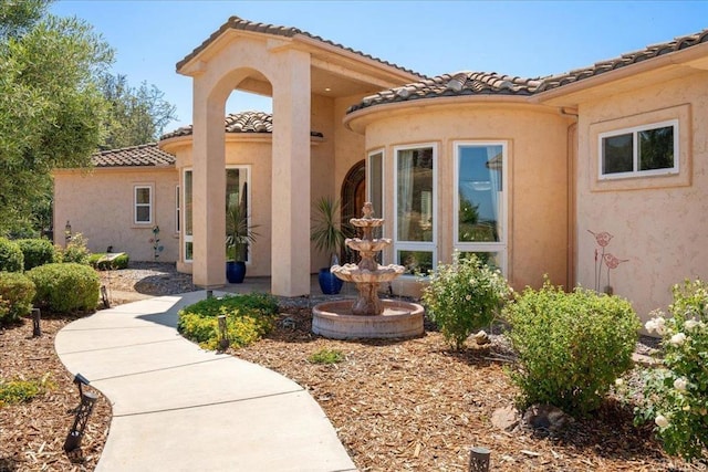 29861 Kirsten Ln, Vista, CA 92084 - doorway to property featuring a tile roof and stucco siding