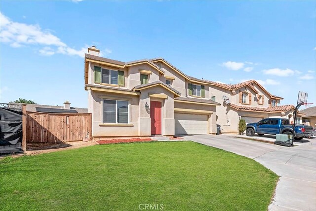 3260 Ivy Ct, Perris, CA 92571 - view of front facade with concrete driveway, a chimney, stucco siding, and an attached garage