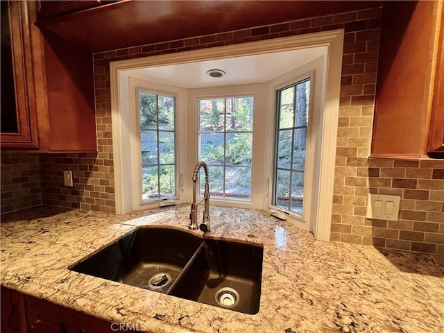 31016 Summit Dr, Running Springs, CA 92382 - kitchen view of light stone counters and decorative backsplash