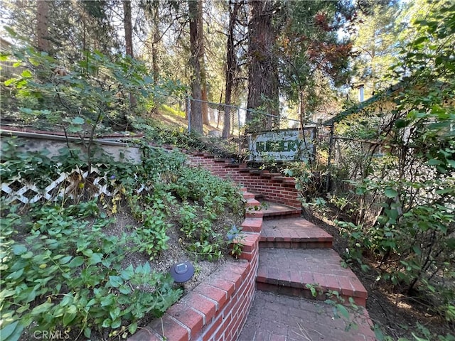 31016 Summit Dr, Running Springs, CA 92382 - view of yard featuring stairs