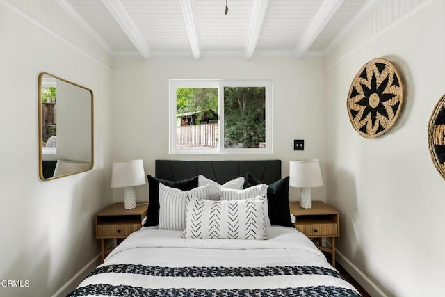 413 Sycamore Pl, Sierra Madre, CA 91024 - bedroom featuring baseboards and beam ceiling