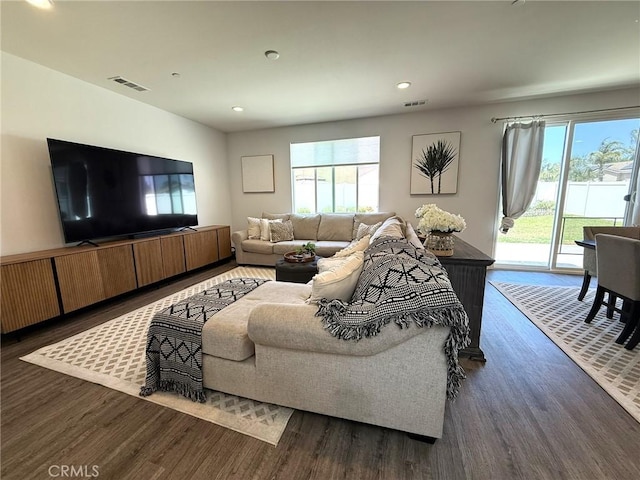 27265 Graphite Dr, Menifee, CA 92584 - living area with wood finished floors, plenty of natural light, and recessed lighting