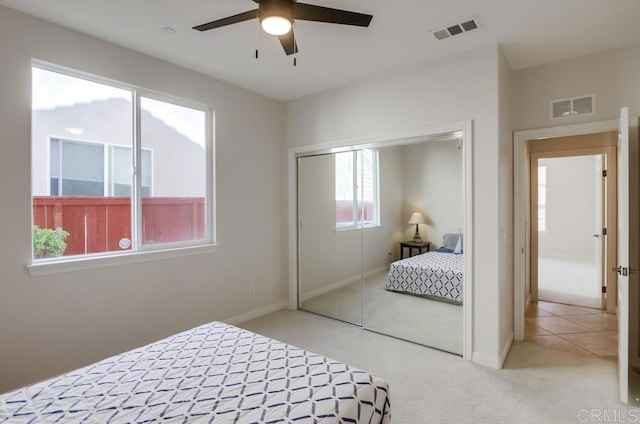 15240 Cayenne Creek Ct, San Diego, CA 92127 - bedroom with carpet floors, a closet, and ceiling fan