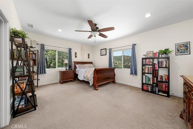 717 Lingel Dr, El Cajon, CA 92019 - bedroom with multiple windows, carpet, recessed lighting, and a ceiling fan
