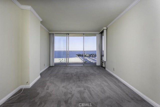 700 E Ocean Blvd Unit 2606, Long Beach, CA 90802 - carpeted spare room featuring crown molding and a water view