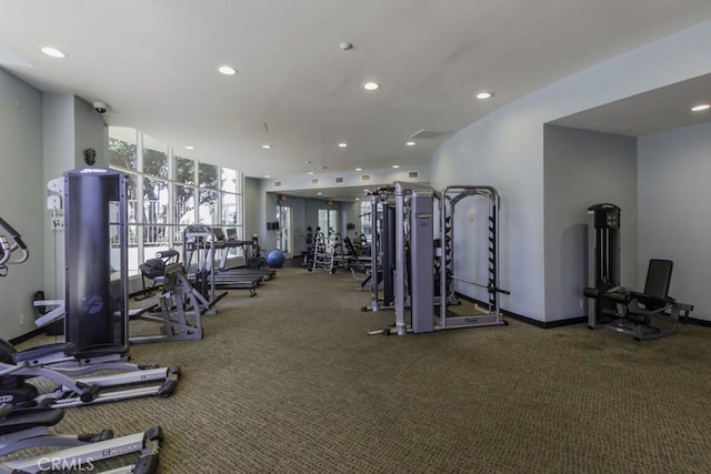 700 E Ocean Blvd Unit 2606, Long Beach, CA 90802 - workout area with carpet floors and recessed lighting