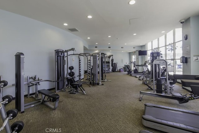 700 E Ocean Blvd Unit 2606, Long Beach, CA 90802 - gym with recessed lighting and carpet floors