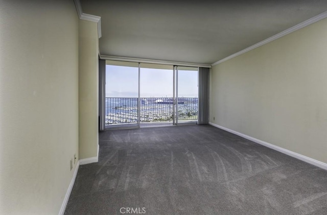 700 E Ocean Blvd Unit 2606, Long Beach, CA 90802 - unfurnished room with carpet floors, crown molding, and expansive windows