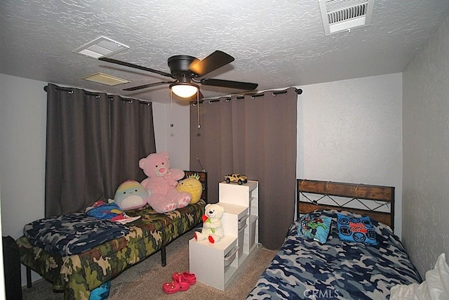 38103 Dividing Line St, Yermo, CA 92398 - carpeted bedroom featuring a ceiling fan and a textured ceiling