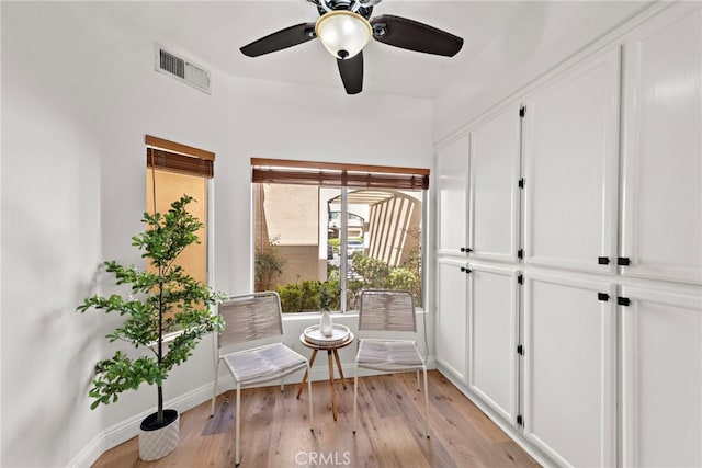 36 Via Madera, Rancho Santa Margarita, CA 92688 - living area featuring light wood-type flooring and a ceiling fan
