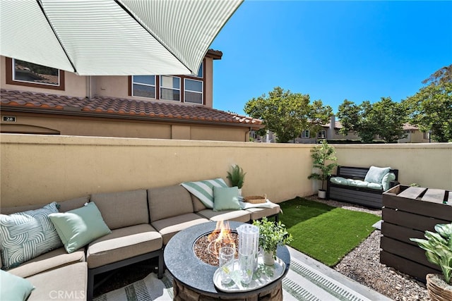 36 Via Madera, Rancho Santa Margarita, CA 92688 - view of patio with an outdoor living space with a fire pit