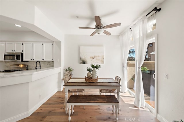 36 Via Madera, Rancho Santa Margarita, CA 92688 - dining area with light wood-type flooring and ceiling fan