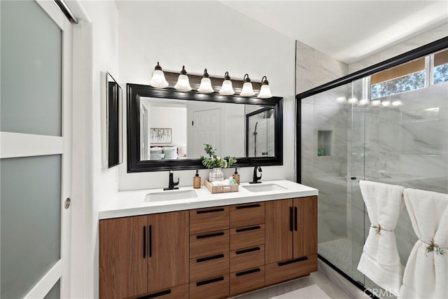 36 Via Madera, Rancho Santa Margarita, CA 92688 - full bathroom with double vanity and a marble finish shower