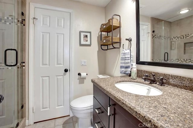 26181 San Marino Ct, Mission Viejo, CA 92692 - full bath featuring vanity, a shower stall, and tile patterned flooring