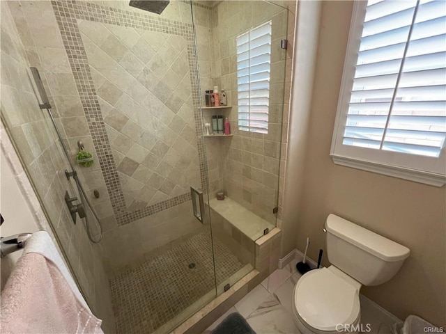 4866 Stoneglen Ave, Fontana, CA 92336 - bathroom with a stall shower and marble finish flooring