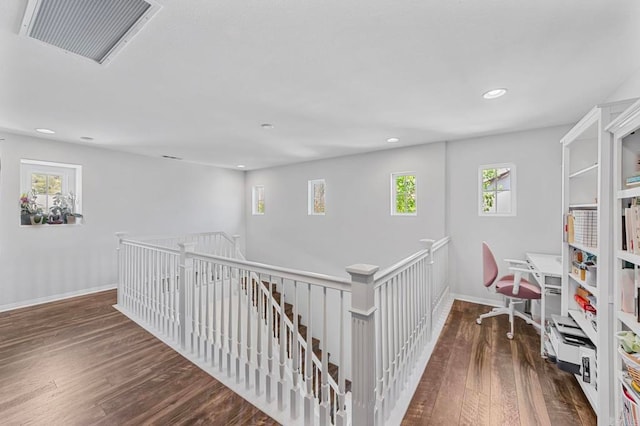 27792 Elderberry St, Murrieta, CA 92562 - hall with an upstairs landing, wood-type flooring, and recessed lighting