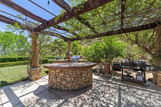 27792 Elderberry St, Murrieta, CA 92562 - view of patio / terrace featuring an outdoor kitchen and a pergola