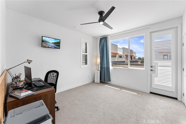 206 Alamo Ct, Long Beach, CA 90802 - home office featuring a ceiling fan and carpet floors