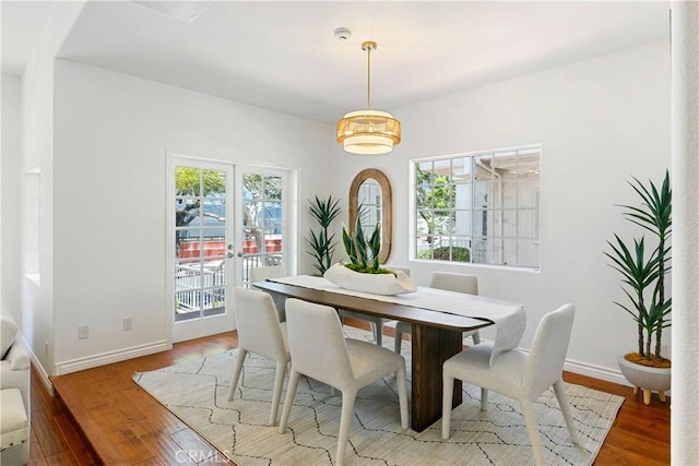 1114 Vincent St Unit A, Redondo Beach, CA 90277 - dining room featuring wood-type flooring, french doors, and a chandelier