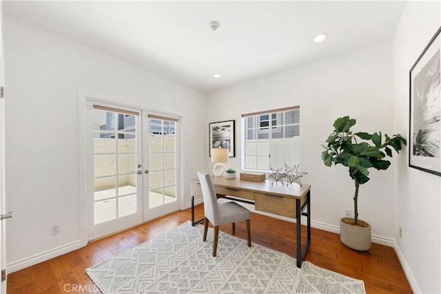 1114 Vincent St Unit A, Redondo Beach, CA 90277 - office area with french doors, light wood-type flooring, and recessed lighting