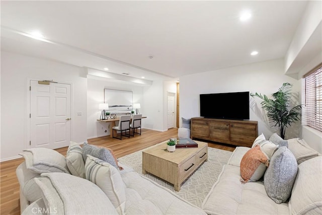 1114 Vincent St Unit A, Redondo Beach, CA 90277 - living room featuring light wood-type flooring and recessed lighting