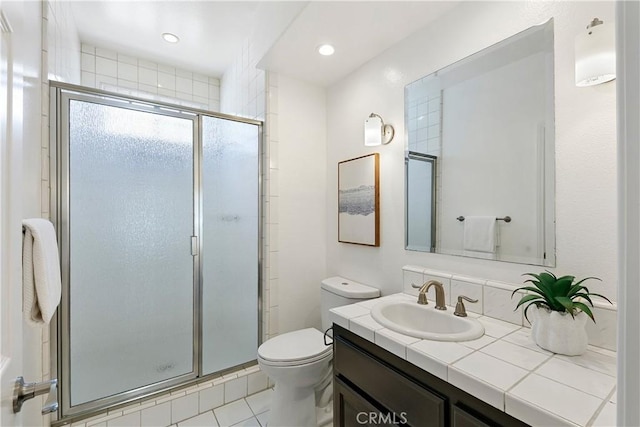 1114 Vincent St Unit A, Redondo Beach, CA 90277 - full bathroom with vanity, a shower stall, and tile patterned flooring