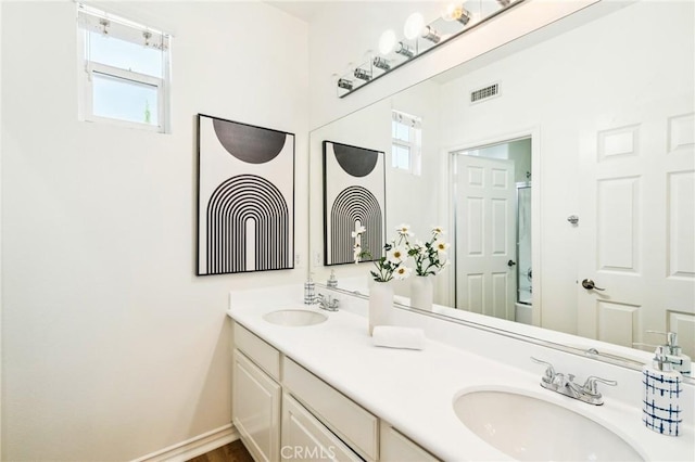 501 Newman Cir, Placentia, CA 92870 - bathroom with healthy amount of natural light, double vanity, and a shower