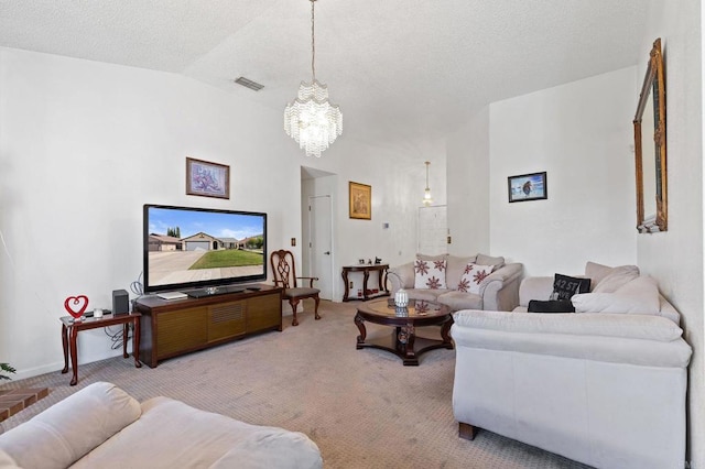 4068 De La Vina Way, Sacramento, CA 95823 - carpeted living area featuring a chandelier and lofted ceiling